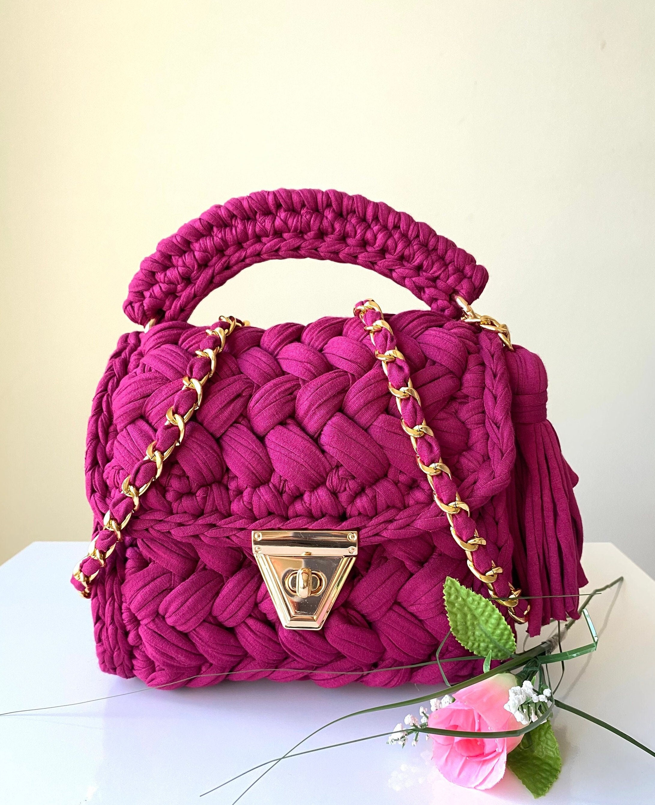 Hand Woven Bag/Handmade Bag/Crochet Bag/Knitted Bag/Hand Knitted Bag/Luxury Bag/Womens Bag/Designer Bag/Black Bag/Shoulder Bag