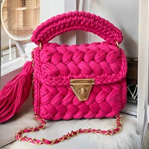 TYPESERVICE ♥ Glittered Rose Handmade Knitted Bag Flower Crochet Bag Luxury Style Sparkly Evening Shoulder Bag