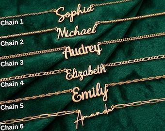 14k Gold Name Necklace, Custom Nameplate Jewelry, Custom Name Necklace, Personalized Gifts for Her, Mama Necklace, Mothers Day Gifts for Mom