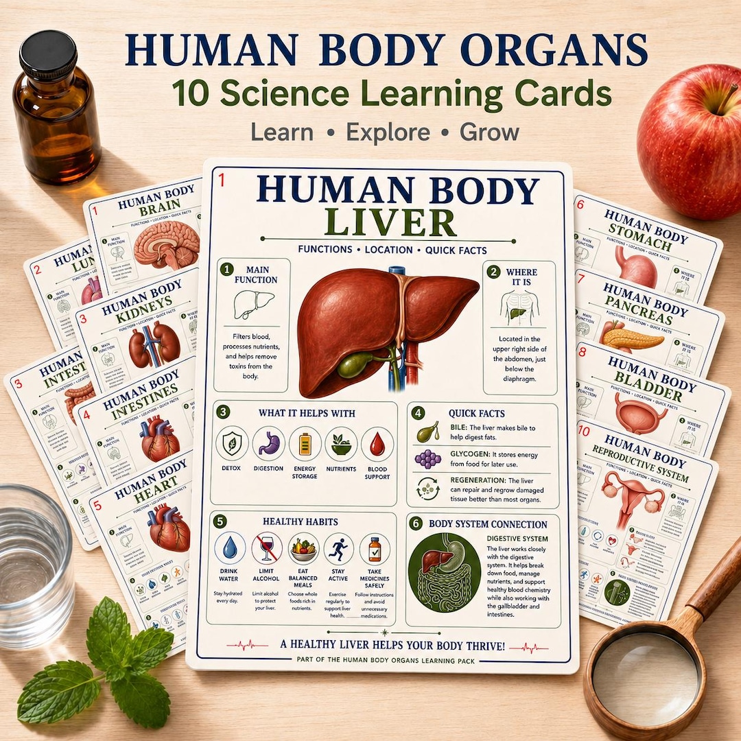 Human Body Organs Poster Printable, Anatomy Chart, Educational Science ...