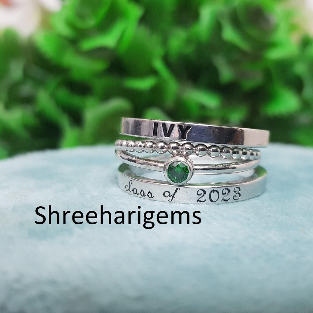 Mom Gift Postpartum Script Name Ring Sterling Silver Personalized Ring