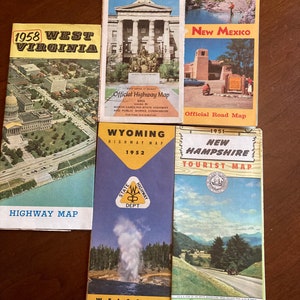 5 cartes officielles émises par l'État des années 50