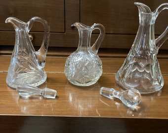 Three Antique Glass/Crystal Cruets