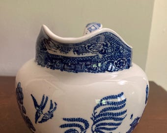Vintage/antique Blue Willow Pattern Transfer Ware Pitcher