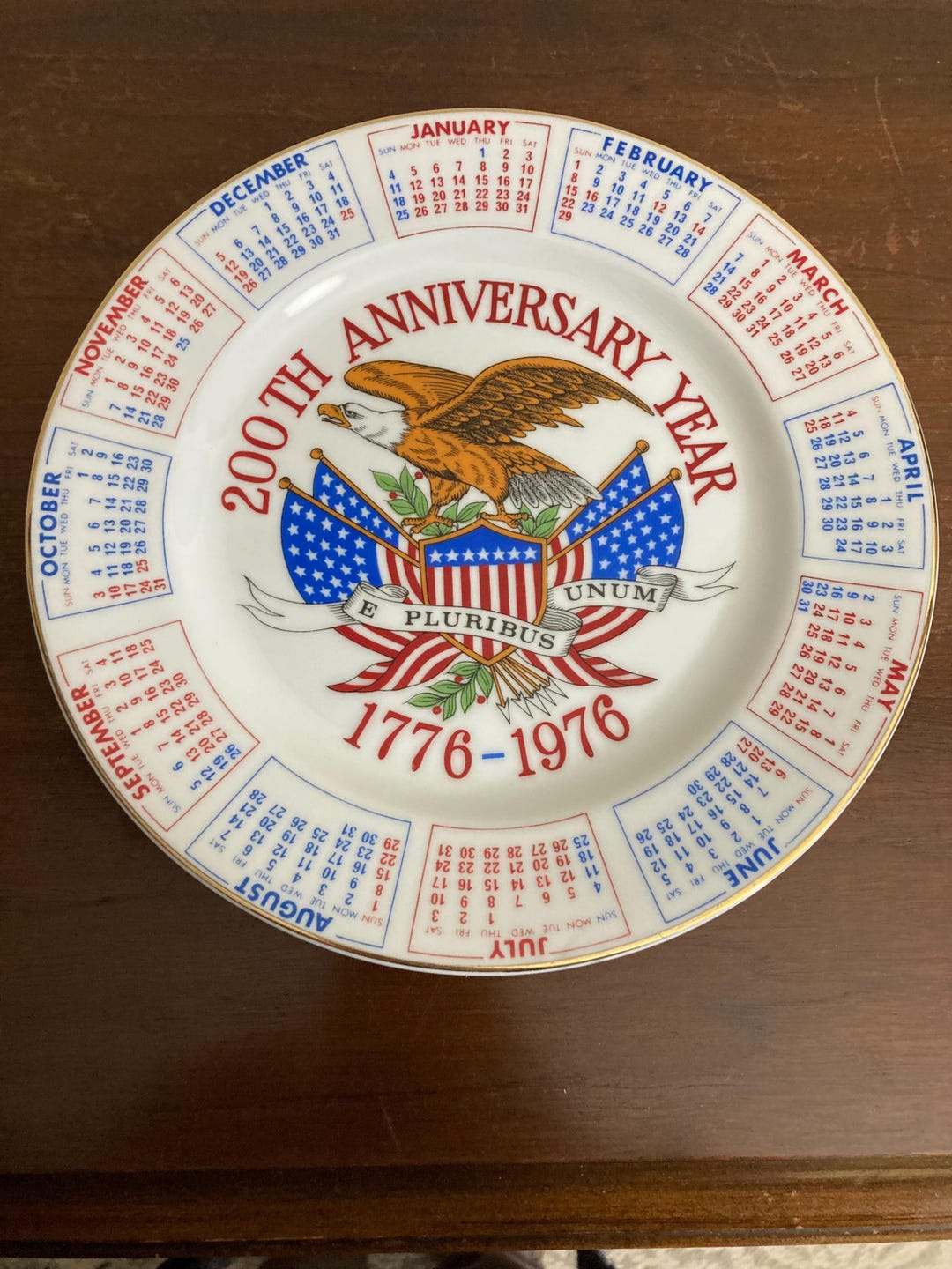 200th Anniversary Year 1776-1976 Calendar Plate - Etsy