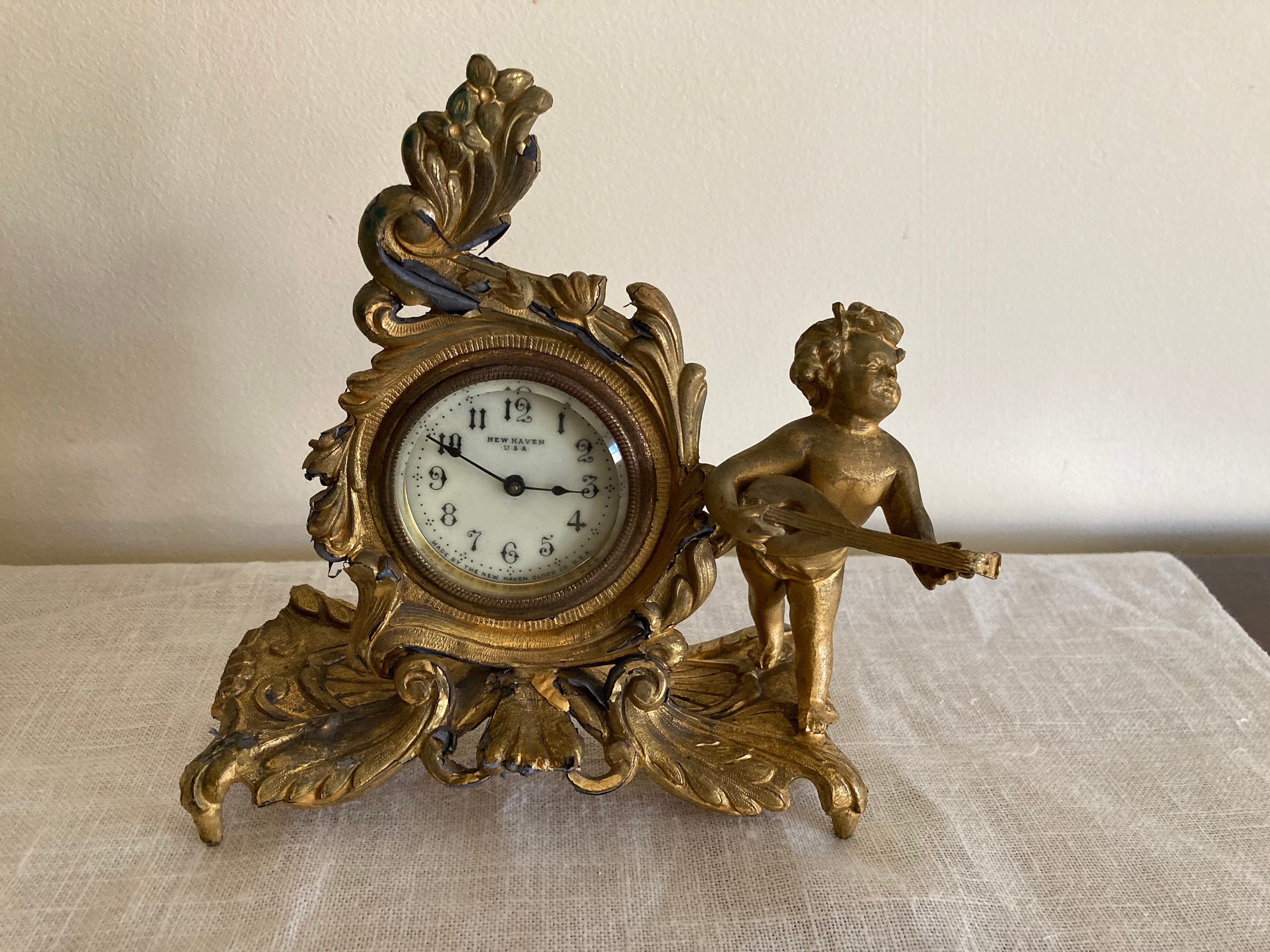 Antique New Haven Clock Company Boudoir or Desk Clock Gilded Etsy