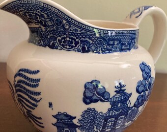 Vintage/antique Blue Willow Pattern Transfer Ware Pitcher