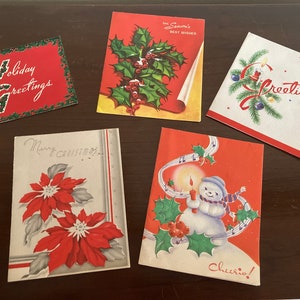 Vintage Christmas Cards, Set of 5 (set 1)