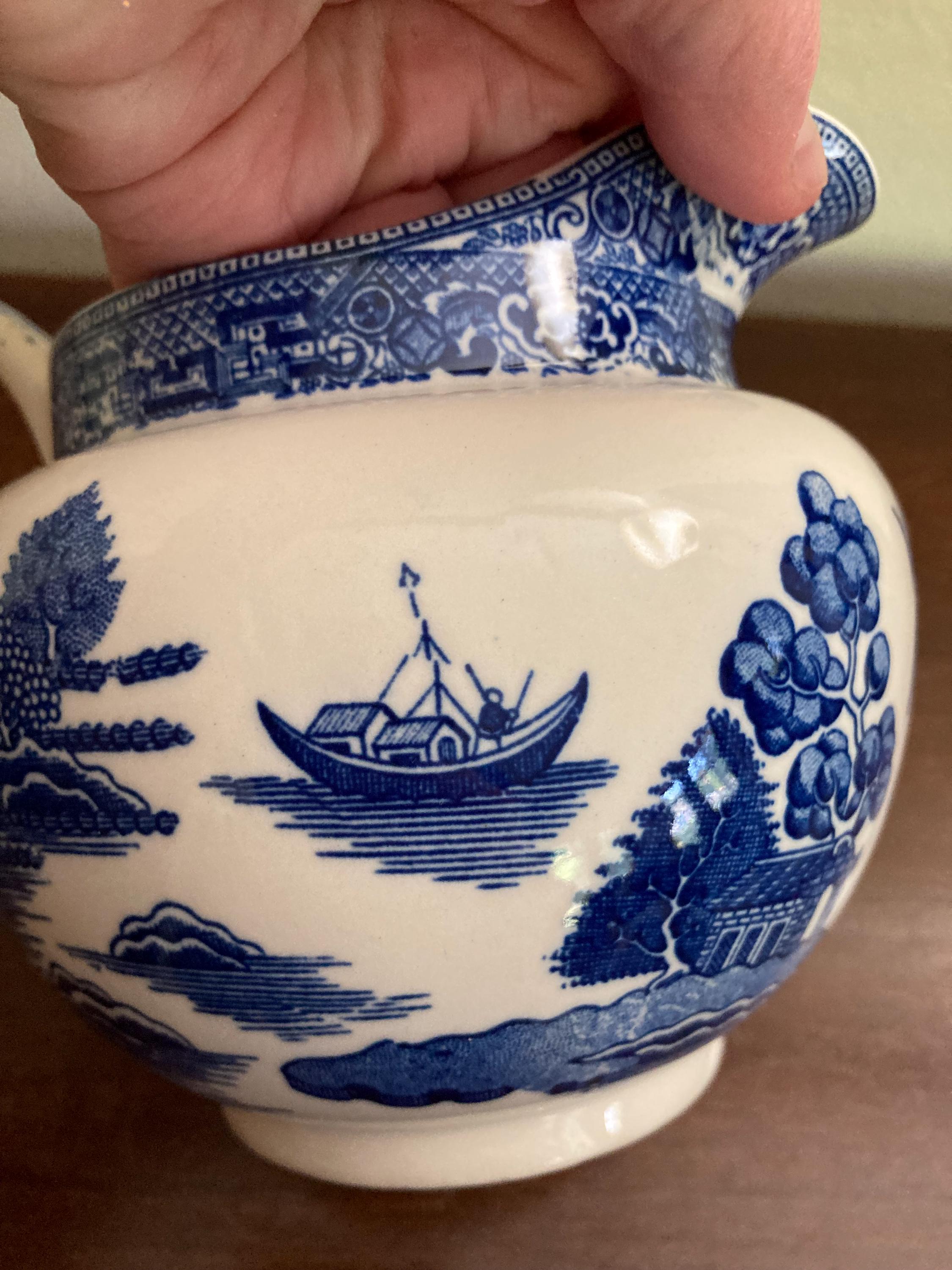 Vintage/antique Blue Willow Pattern Transfer Ware Pitcher