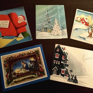 Vintage Christmas Cards, 1930s-1940s (set 4)
