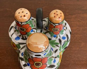 Vintage/Antique Hand painted Lusterware Condiment Set, Made in Japan
