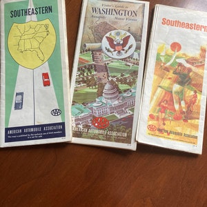 AAA-wegenkaarten, zuidoostelijke staten van de jaren 60, Washington DC