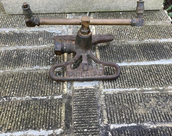 Vintage Working Cast Iron and Brass Rotating Garden Sprinkler