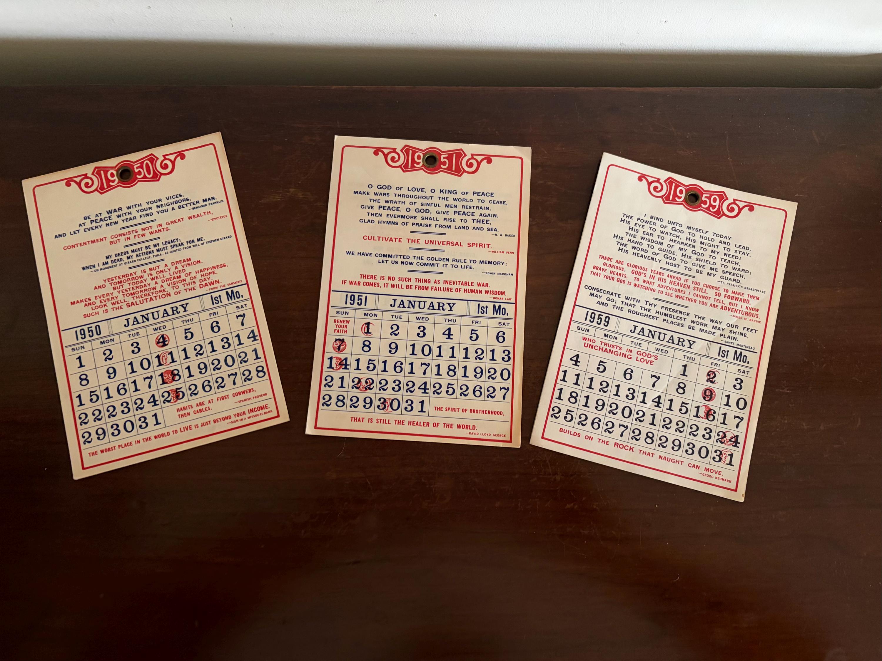 1950 Calendar - Etsy