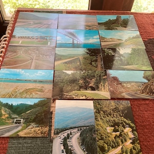 Collection de 15 cartes postales anciennes, scènes d'autoroute, années 60-70. Inutilisé.