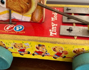 Vintage 1962 Fisher Price Tiny Teddy Bear Xylophone Wood