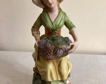 Lady with Grapes, Bisque Porcelain, HOMCO #1958