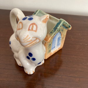 Vintage Smiling Cat Planter, Occupied Japan, Glazed Ceramic