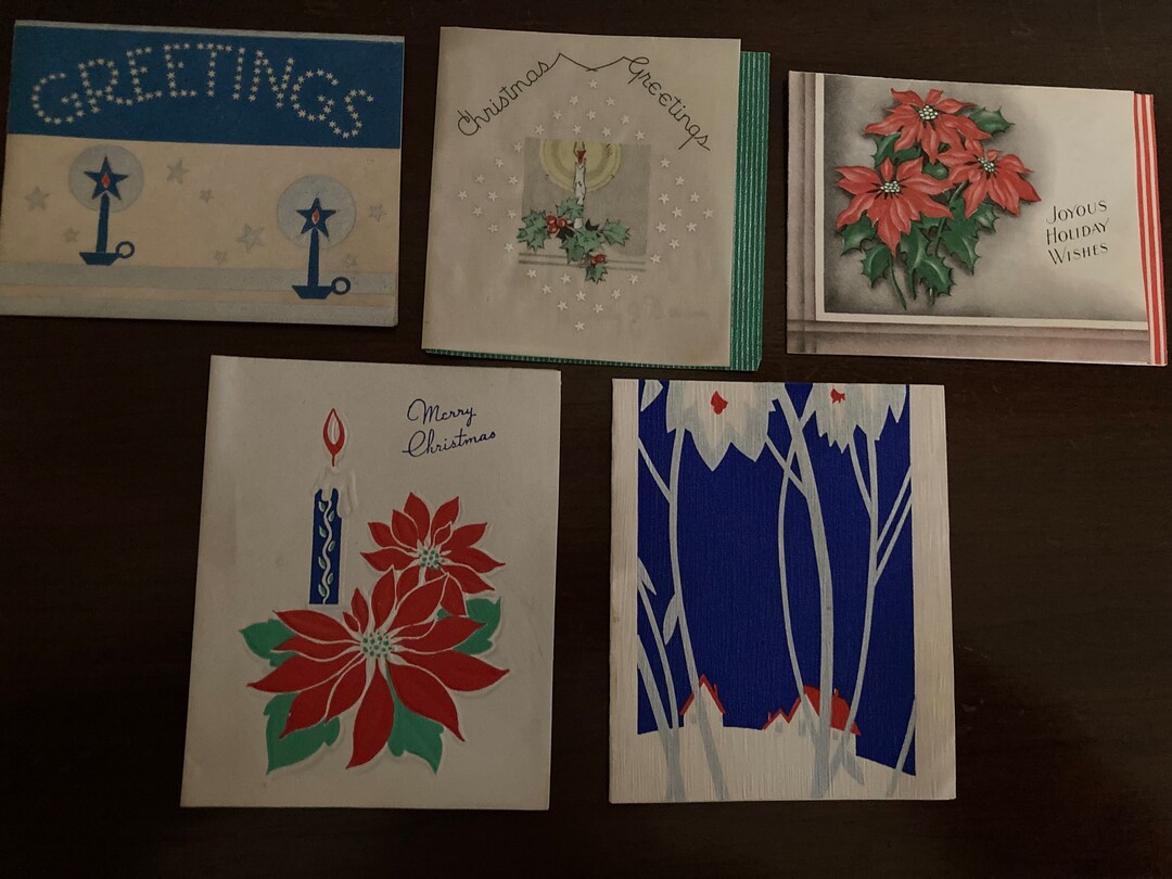 Vintage Christmas Cards 1940s Set 6 Etsy