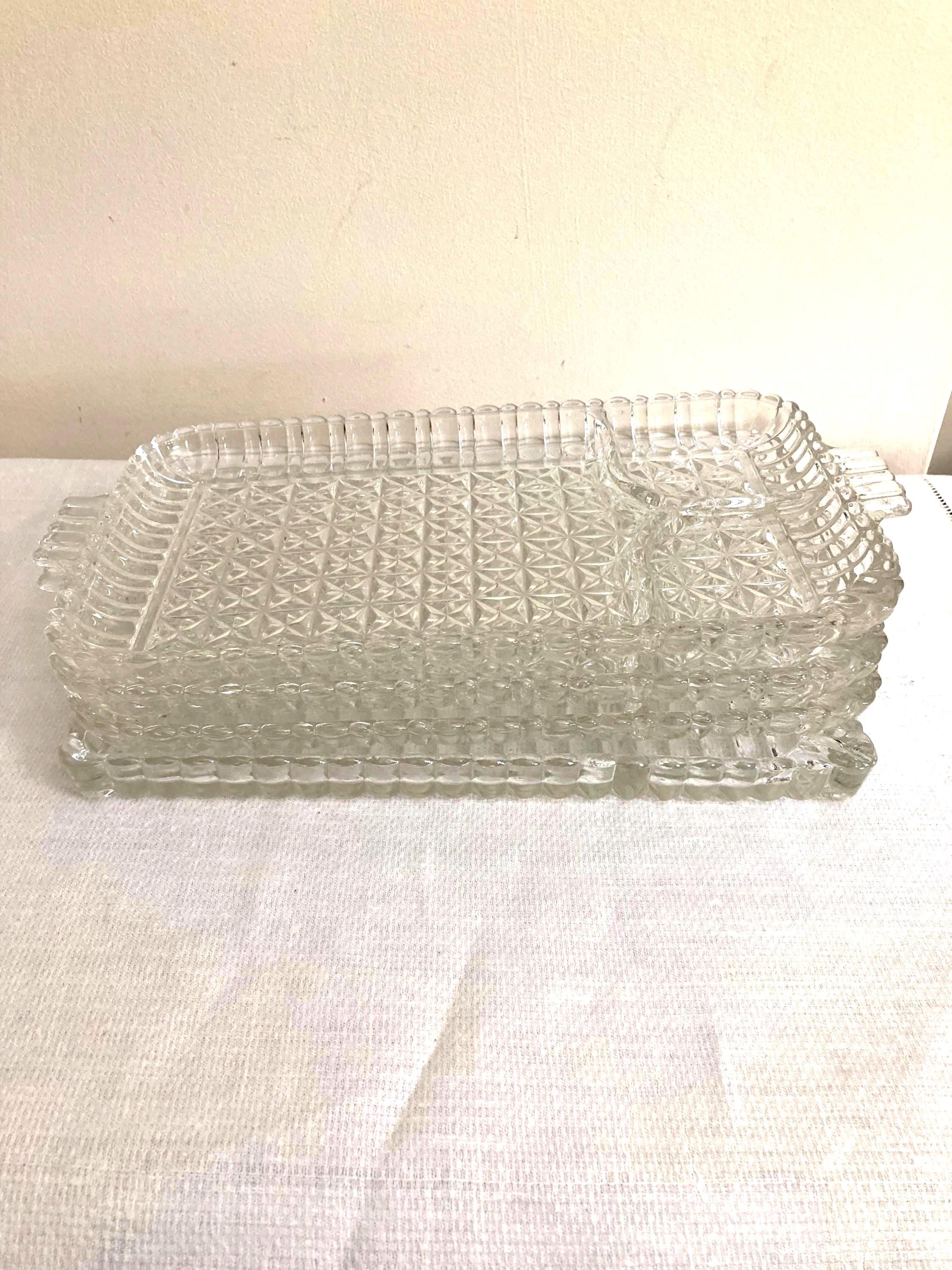 Clear Glass Snack Trays From 1950s, Anchor Hocking and Hazel Atlas