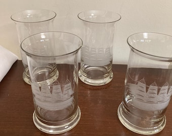 Vintage 16 oz. Highball Glasses, Clipper Ship by Toscano