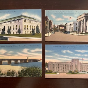 Cartes postales vintage en lin du New Hampshire des années 50