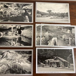 Cartões postais de Skyline Caverns, década de 1940, preto e branco
