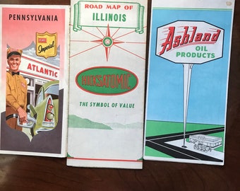 Vintage Oil Company Road Maps from 1950s