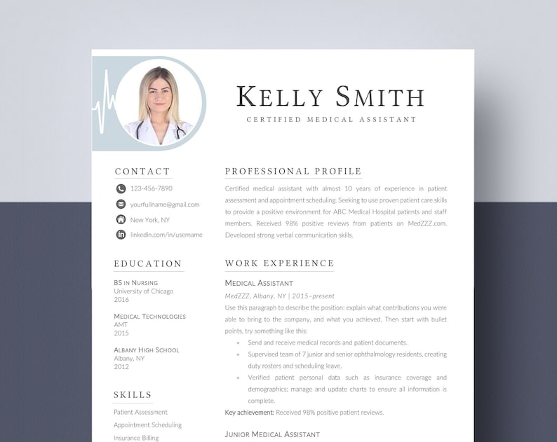 Nurse Resume Template Google Docs Medical Resume Template Etsy