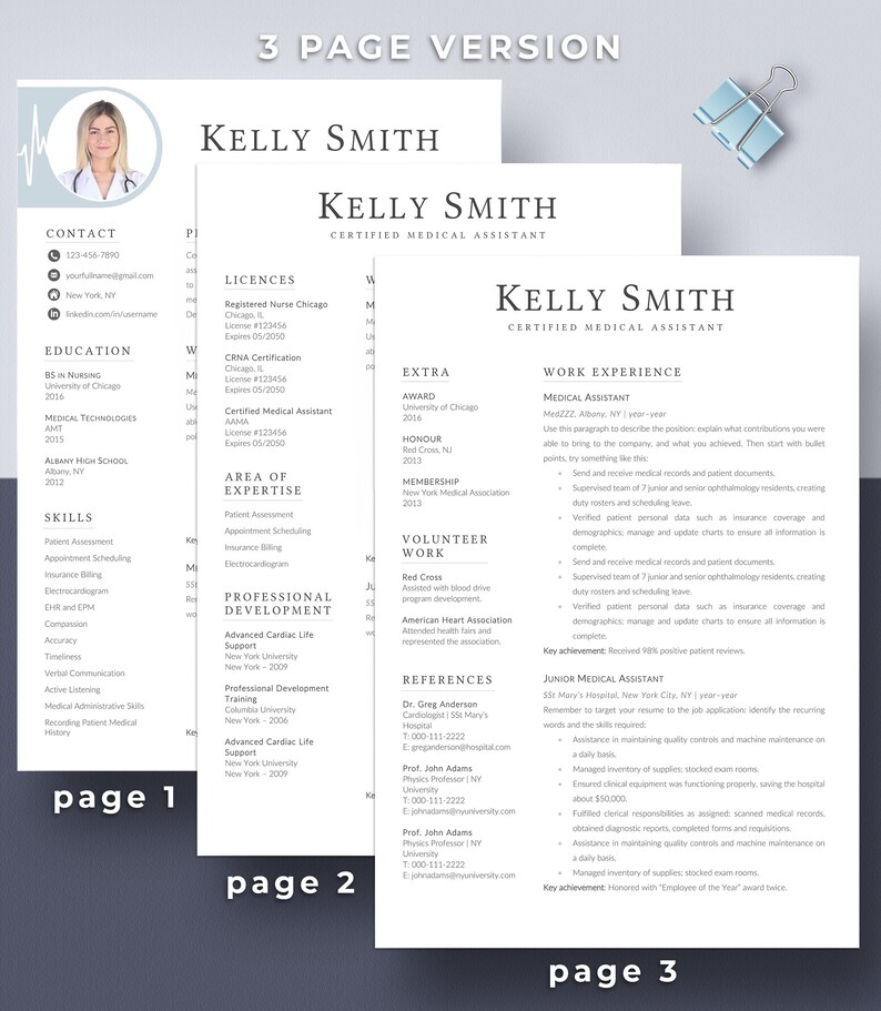 Nurse Resume Template Google Docs Medical Resume Template Etsy