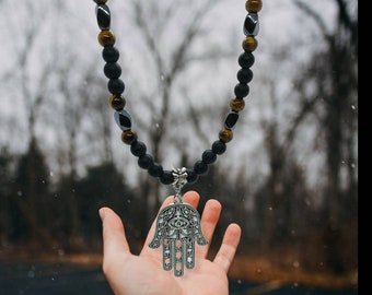 Hamsa stone necklace for men's