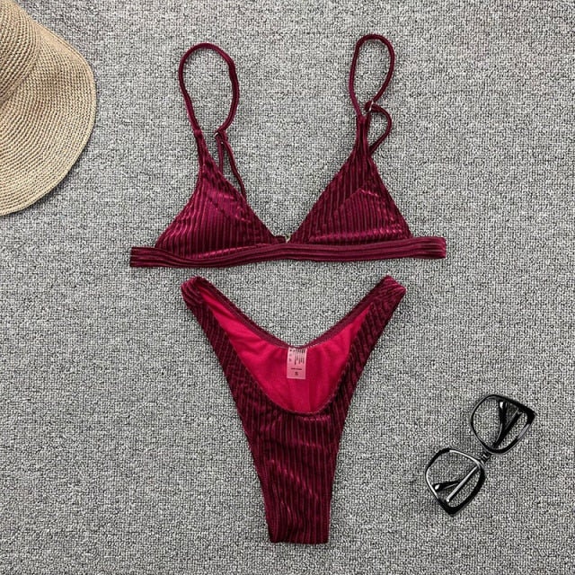 Pink velvet best sale bikini zaful