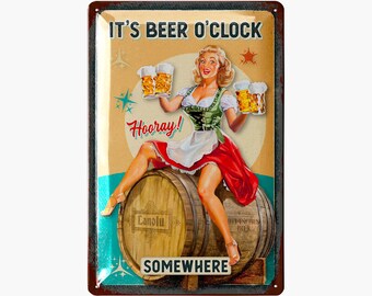 Retro Blechschild „Wo Ich Geh Und Steh – Bier“ – Vintage Wanddeko Aus Metall, 20x30 Cm