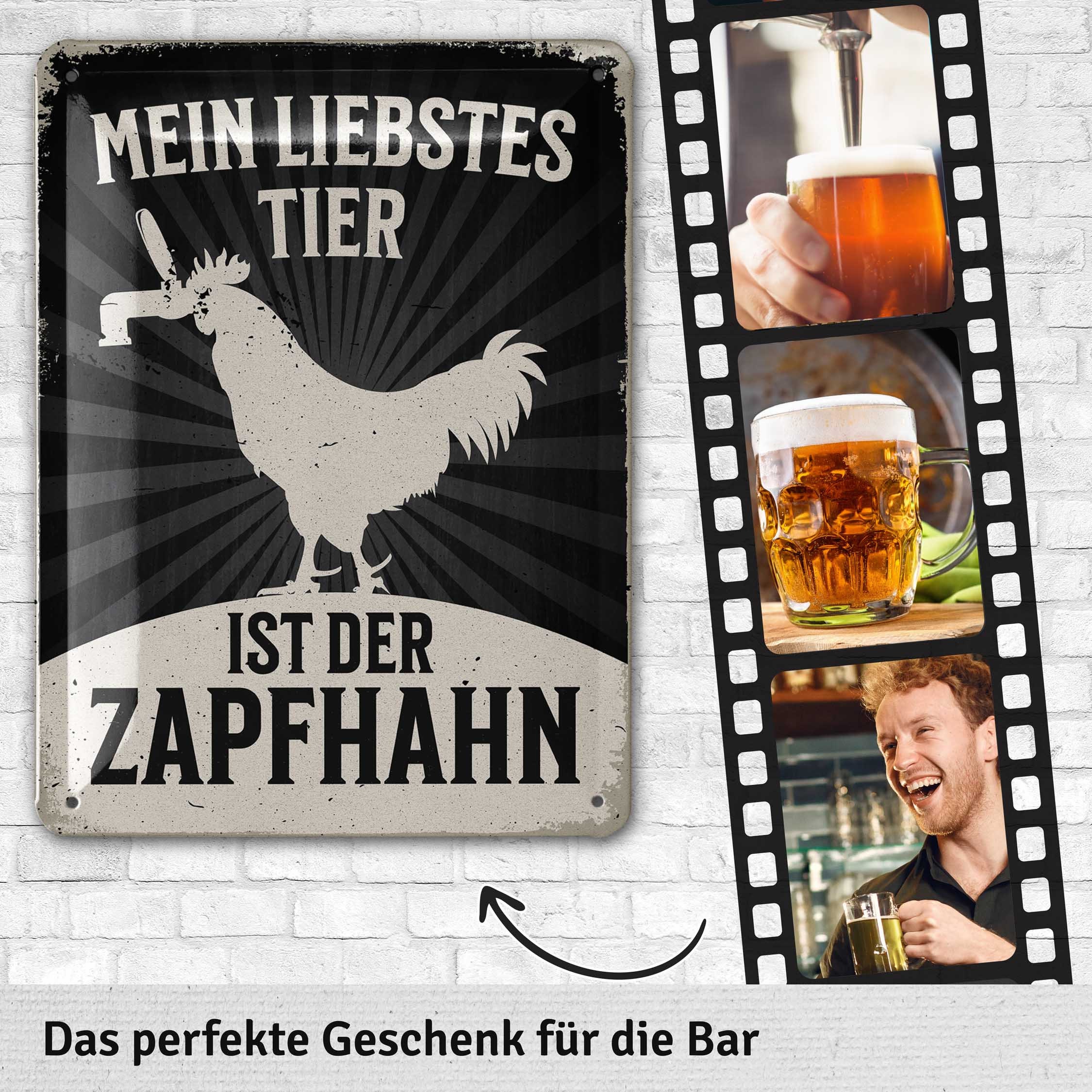 Retro Blechschild "Lieblingstier Zapfhahn" - Vintage Bar-Deko Im DIN A5 Format, Made In Germany