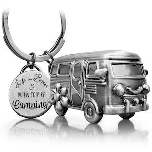 LANOLU Keychain Caravan Gift, Motorhome Gift for Camping and Campers, 3D Trailer Caravan Accessories Metal