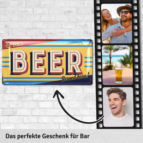 Retro metalen bord BIER IS ALTIJD EEN GOED IDEE - grappige spreuken metalen bord als geschenk voor bierliefhebbers en mannen - bar, kroeg, partykelder decoratie van metaal - met gestanst 20x30 cm
