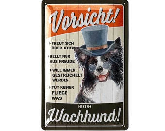 Retro metal sign Caution no guard dog, dog gifts, funny warning sign as a gift for dog lovers and dog friends, 20 x 30 cm