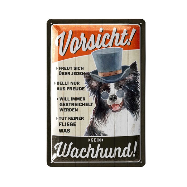 Retro Blechschild Vorsicht kein Wachhund, Hunde Geschenke, lustiges Warnschild als Geschenk für Hundeliebhaber und Hundefreunde, 20x30cm