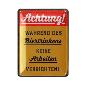 LANOLU metal sign retro workshop beer no work, sign workshop decoration house rules, car mechanic vintage metal sign 15 x 20 cm