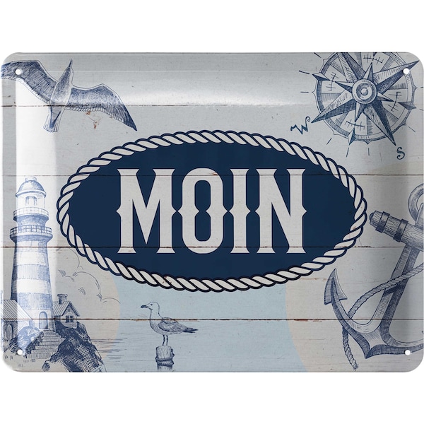 LANOLU tin sign retro MOIN, maritime anchor decoration garden kitchen, housewarming gift apartment for friends and family sign, housewarming gift