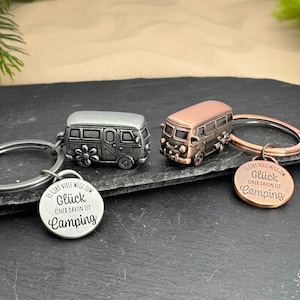 LANOLU Keychain Caravan Gift, Motorhome Gift for Camping and Campers, 3D Trailer Caravan Accessories Metal