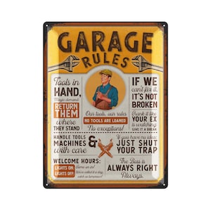 LANOLU XXL Retro Plåtskylt Verkstadsskylt, Present till mekaniker som verkstadsdekoration lämplig för garaget, Fars dag-present, 30 x 40 cm