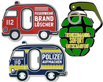 LANOLU Funny Bottle Opener Police, Fire Department, Drinking Grenade (Set of 3), Fire Department Gifts for Firefighters, Gifts for Policemen