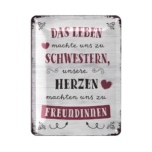 LANOLU retro tin sign sister, gift sister, saying for sister heart, vintage metal signs saying favorite sister 15 x 20 cm