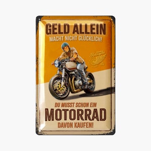 LANOLU metal sign retro motorcycle decoration, motorcycle gifts for men and bikers, funny sayings sign workshop 20 x 30 cm