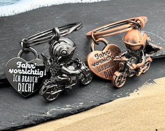 Portachiavi per moto LANOLU con angelo, motociclista guida con prudenza, regali per motociclisti da uomo, regali per motociclisti in metallo