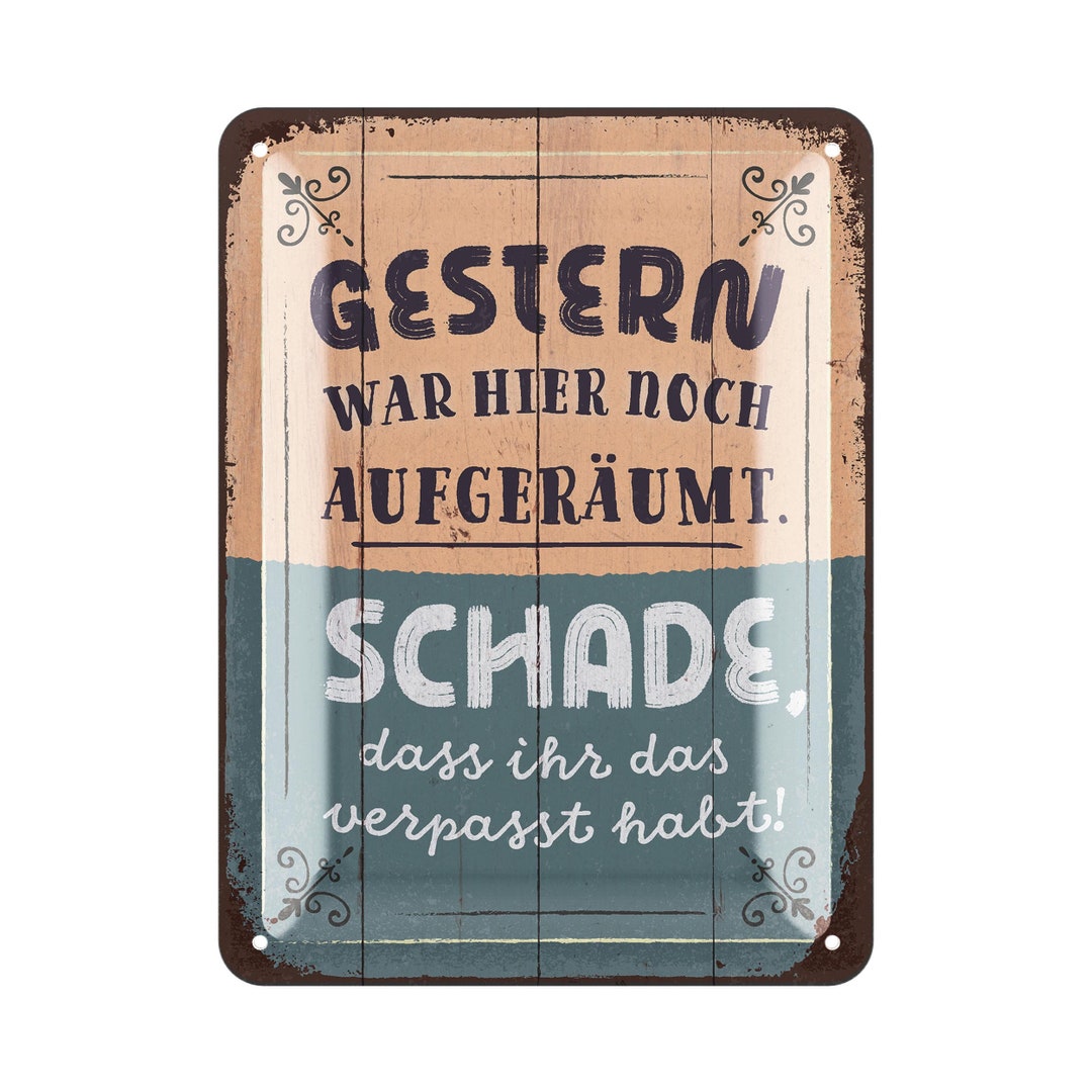 LANOLU Blechschild Vintage 'Alles Wird Gut' 15x20cm - Retro Deko Schild Holzoptik Küchendekoration