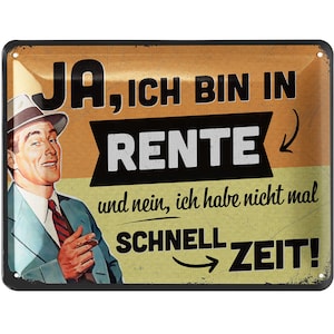 LANOLU Retro Targa in latta Pensionamento, Regalo per pensionamento per uomo, Decorazione per pensionamento, Idea regalo 15 x 20 cm