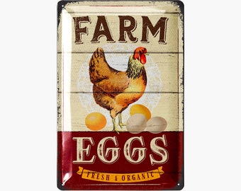 LANOLU Retro Tin Sign Chicken Coop Rules, Chicken Sign, Gift for Chicken Lovers, Chicken Gifts, Chicken Coop 20 x 30 cm