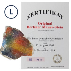 Original Berlin Wall Stone, Berlin Wall Piece, Berlin Souvenirs, Original directly from the manufactory with certificate of authenticity